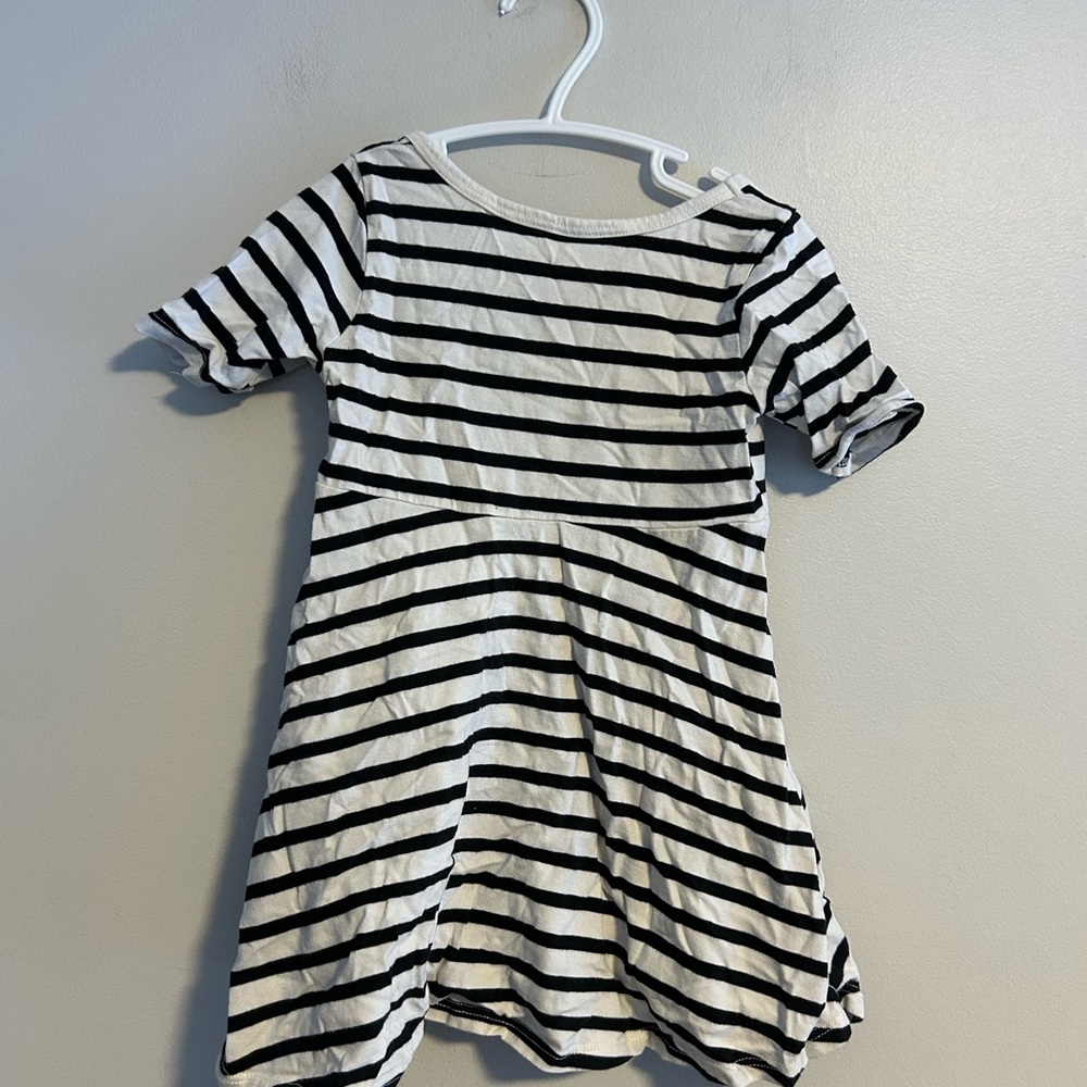 Mini mochie 1/2T Striped Black and White short sleeve Dress